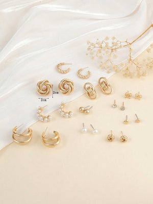 11pairs Butterfly & Faux Pearl Decor Earrings - Negative Apparel