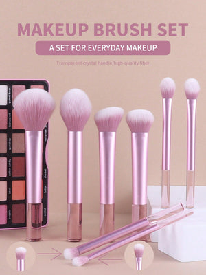 12pcs Multifunctional Makeup Brushes Set Including Powder Brush, Blush Brush, Foundation Brush, Eyeshadow Brush, Blending Brush, Contour Brush, Plus A Bevelled Beauty Sponge, A Round Beauty Sponge And A White Powder Puff - Negative Apparel
