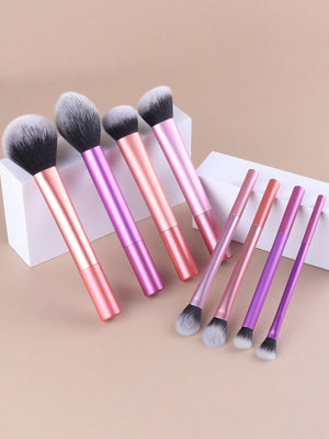 12pcs Multifunctional Makeup Brushes Set Including Powder Brush, Blush Brush, Foundation Brush, Eyeshadow Brush, Blending Brush, Contour Brush, Plus A Bevelled Beauty Sponge, A Round Beauty Sponge And A White Powder Puff - Negative Apparel