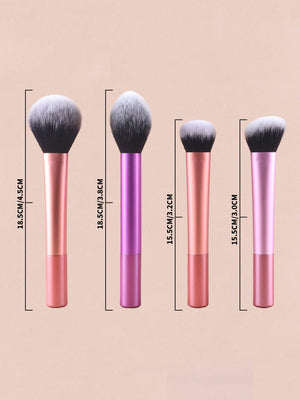 12pcs Multifunctional Makeup Brushes Set Including Powder Brush, Blush Brush, Foundation Brush, Eyeshadow Brush, Blending Brush, Contour Brush, Plus A Bevelled Beauty Sponge, A Round Beauty Sponge And A White Powder Puff - Negative Apparel