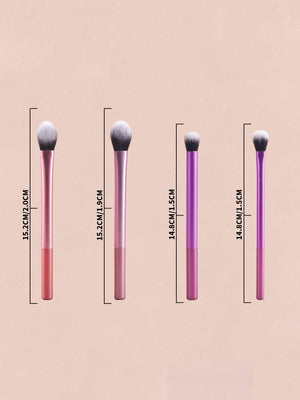 12pcs Multifunctional Makeup Brushes Set Including Powder Brush, Blush Brush, Foundation Brush, Eyeshadow Brush, Blending Brush, Contour Brush, Plus A Bevelled Beauty Sponge, A Round Beauty Sponge And A White Powder Puff - Negative Apparel