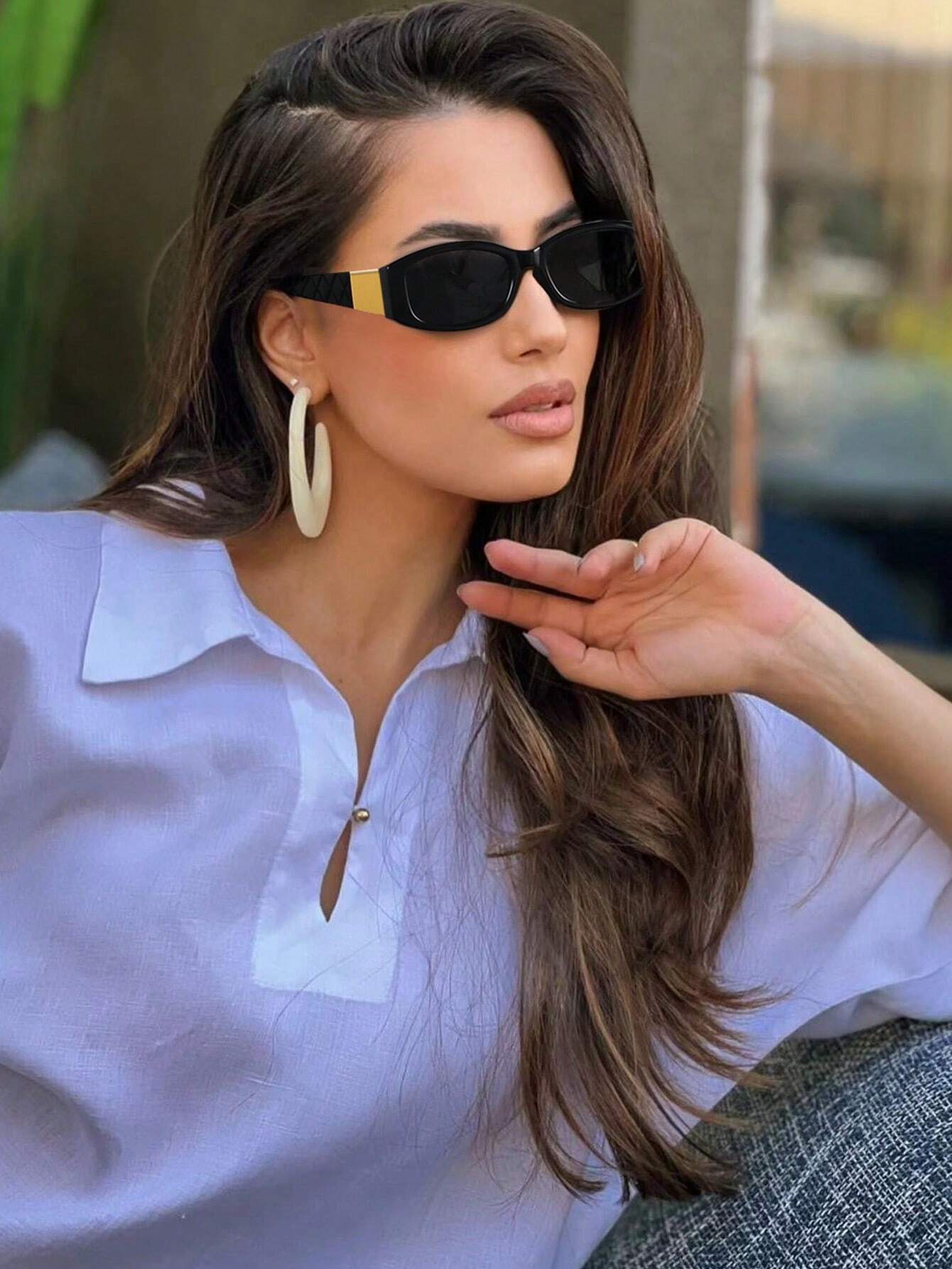 1pc Classic & Vintage Small Frame Fashion Eyeglasses For Outdoor Travel - Negative Apparel