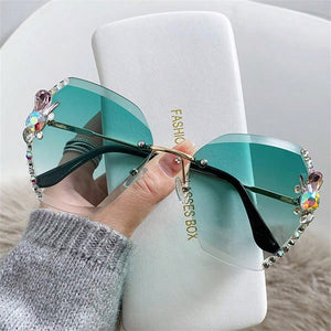 1pc Fashionable Rhinestone Sunglasses For Women, Slimming Effect, UV Protection, Daily Use - Negative Apparel
