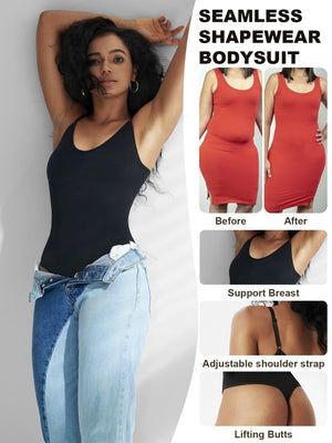 1pc Seamless Tummy Control Bodysuit Shapewear With Thong For Women - Negative Apparel