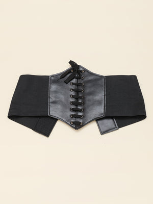 1pc Women Black Lace-up Corset Belt For Dress Decoration - Negative Apparel
