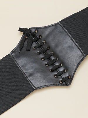 1pc Women Black Lace-up Corset Belt For Dress Decoration - Negative Apparel