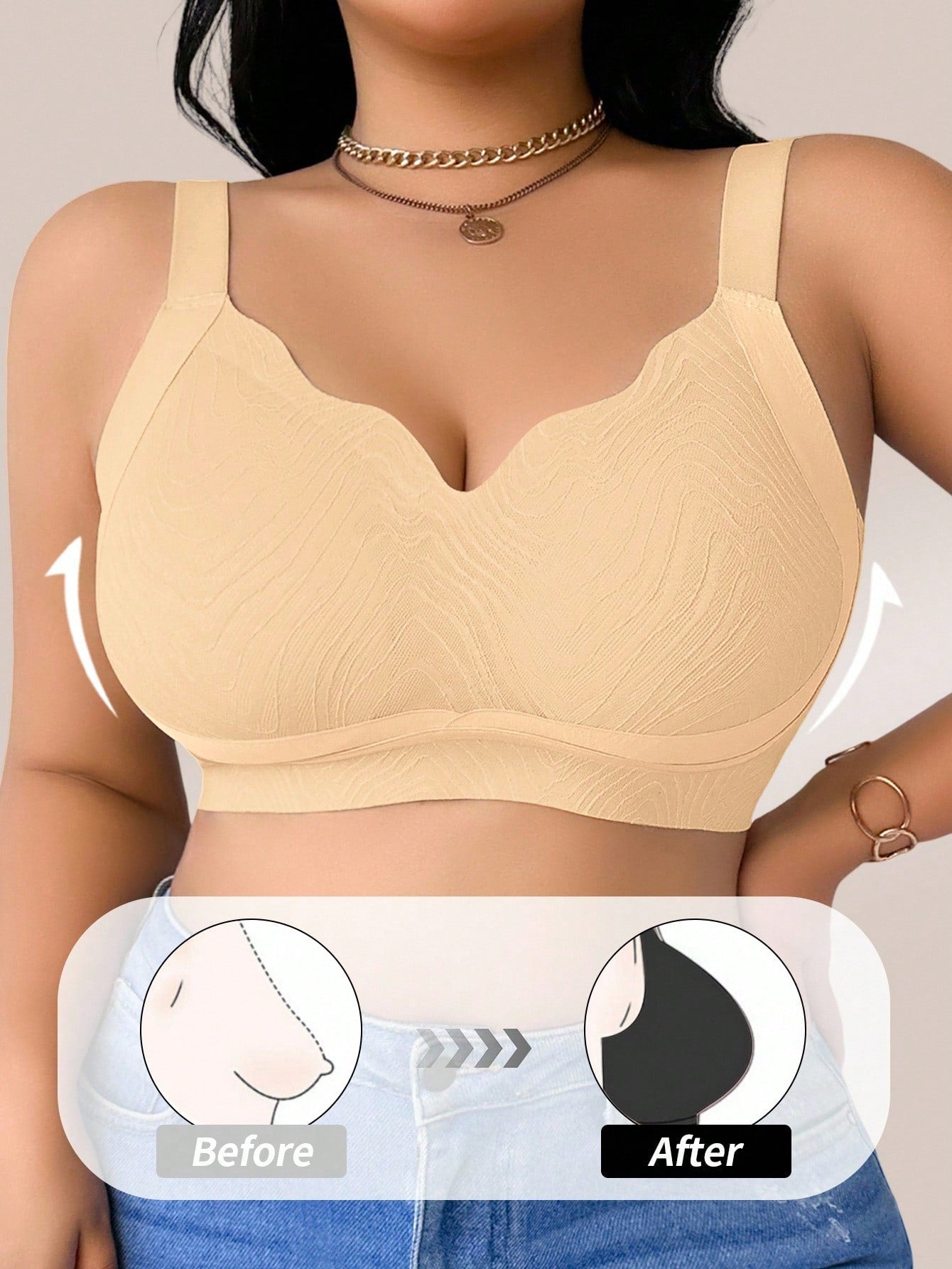 1pc Women Plus Size Seamless Wireless Bra - Negative Apparel