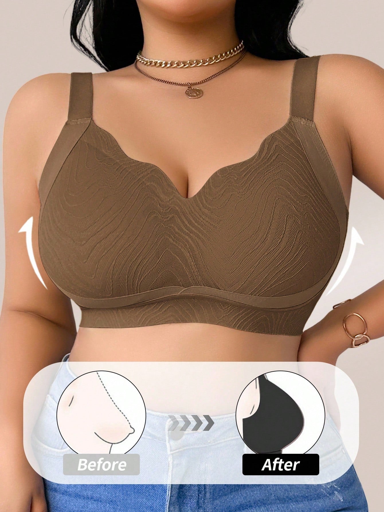 1pc Women Plus Size Seamless Wireless Bra - Negative Apparel