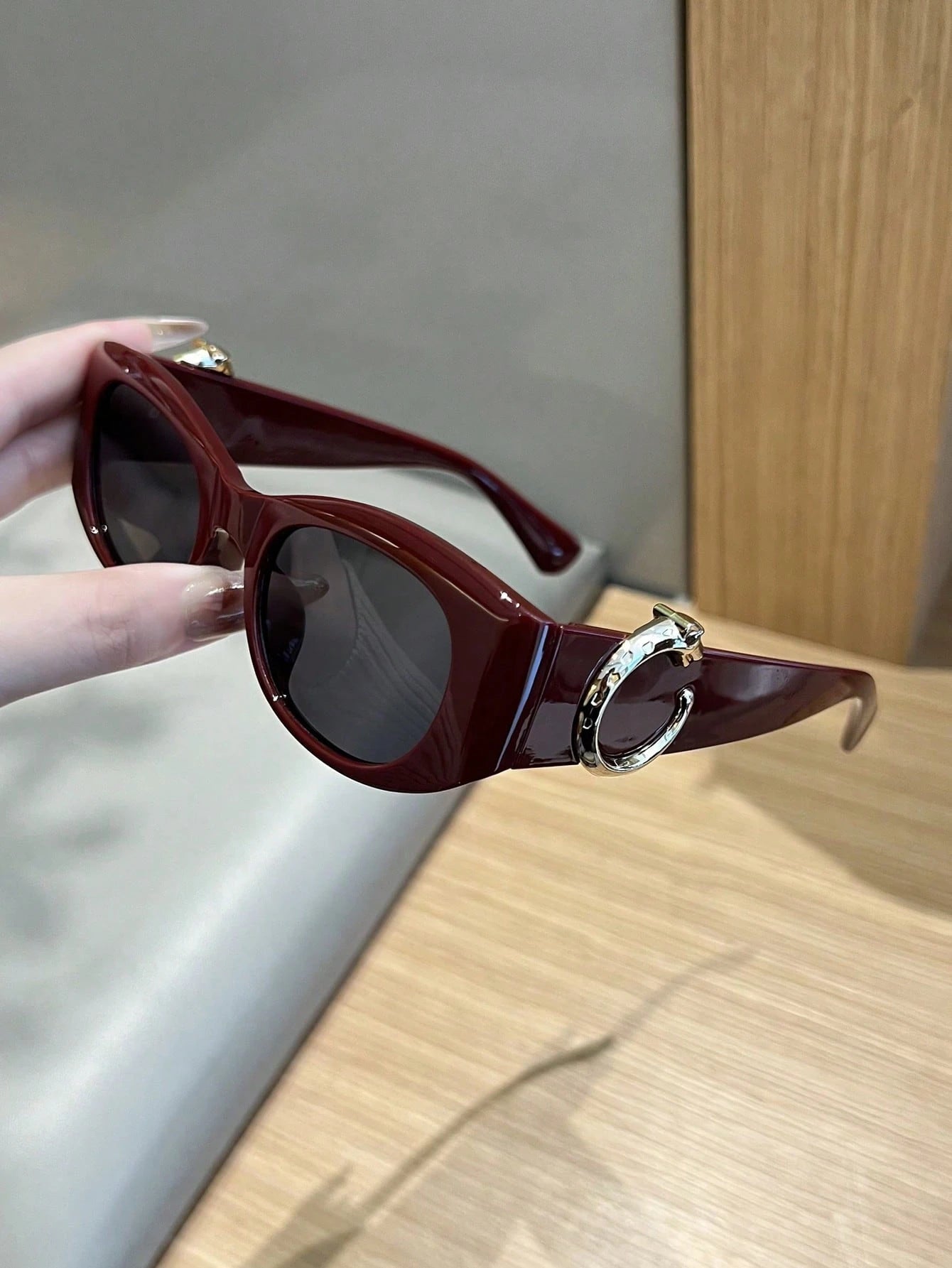 1pc Women's Casual Retro Red Fashion Fashion Glasses, FD - Negative Apparel