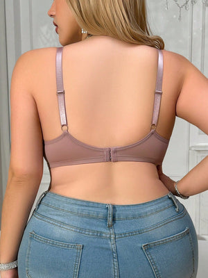 1pc Women's Plus Size Wire - Free, Padding - Free Bra With Elastic Waistband - Negative Apparel