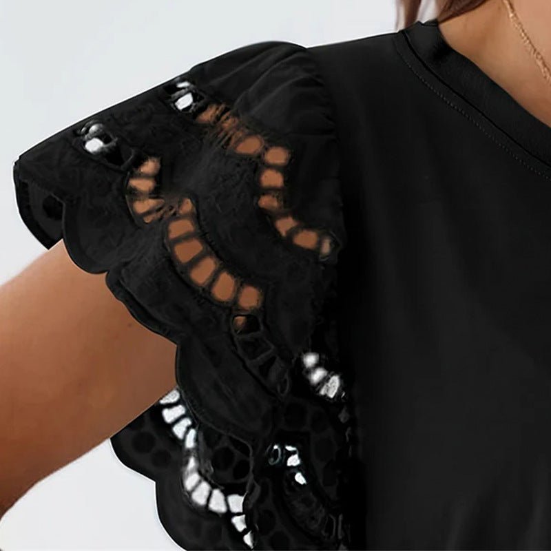 200g milk silk T-shirt burned flower short - sleeved top - Negative Apparel