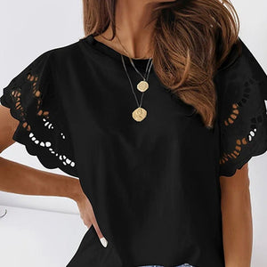 200g milk silk T-shirt burned flower short - sleeved top - Negative Apparel