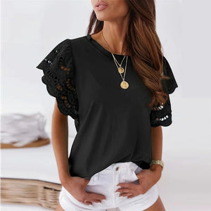 200g milk silk T-shirt burned flower short - sleeved top - Negative Apparel