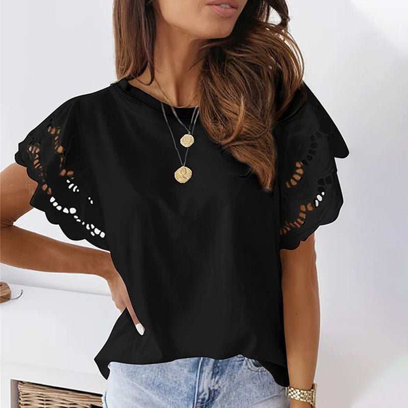 200g milk silk T-shirt burned flower short - sleeved top - Negative Apparel