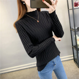 2022 autumn and winter semi - turtleneck pattern sweater women's inner with medium neck long - sleeved bottoming shirt top slim - fitting women's clothing wholesale - Negative Apparel