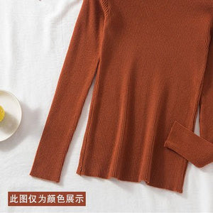 2022 autumn and winter semi - turtleneck pattern sweater women's inner with medium neck long - sleeved bottoming shirt top slim - fitting women's clothing wholesale - Negative Apparel