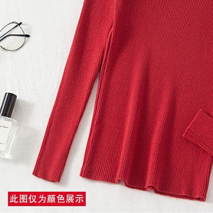 2022 autumn and winter semi - turtleneck pattern sweater women's inner with medium neck long - sleeved bottoming shirt top slim - fitting women's clothing wholesale - Negative Apparel