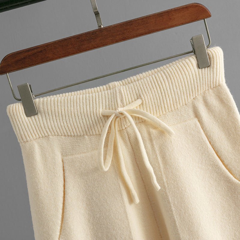 2024 winter knitted coords for women thickened loose sweaters half turtleneck long sleeves two - piece set - Negative Apparel