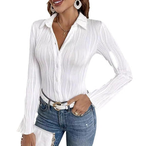 2025 autumn and winter new solid color slim fit versatile texture fashion ladies T-shirt shirt tops women - Negative Apparel