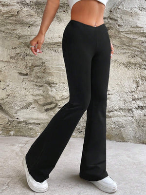2025 casual sports pants women's summer new style v - waist slim flared pants trousers - Negative Apparel