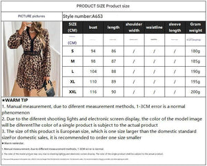 2025 French women's retro style V - neck leopard print long - sleeved lace patchwork long - sleeved dress - Negative Apparel