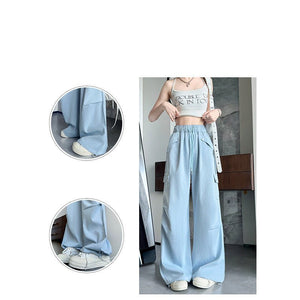 2025 new American slim paratrooper straight pants high waist wide leg sports pants - Negative Apparel