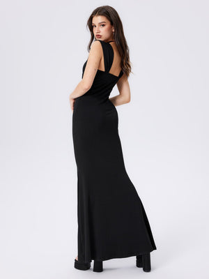 2025 New Arrival bodycon square - neck vest dress sxy slimming long fishtail dress - Negative Apparel