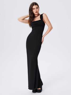 2025 New Arrival bodycon square - neck vest dress sxy slimming long fishtail dress - Negative Apparel