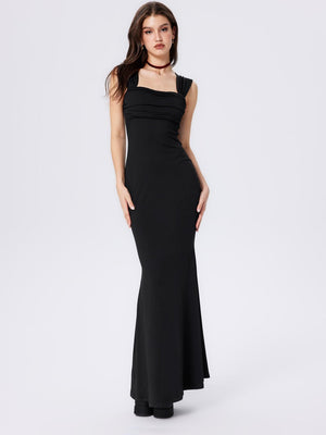 2025 New Arrival bodycon square - neck vest dress sxy slimming long fishtail dress - Negative Apparel