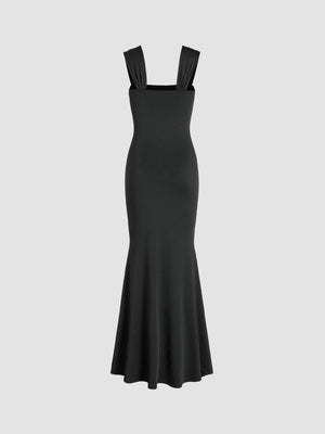 2025 New Arrival bodycon square - neck vest dress sxy slimming long fishtail dress - Negative Apparel