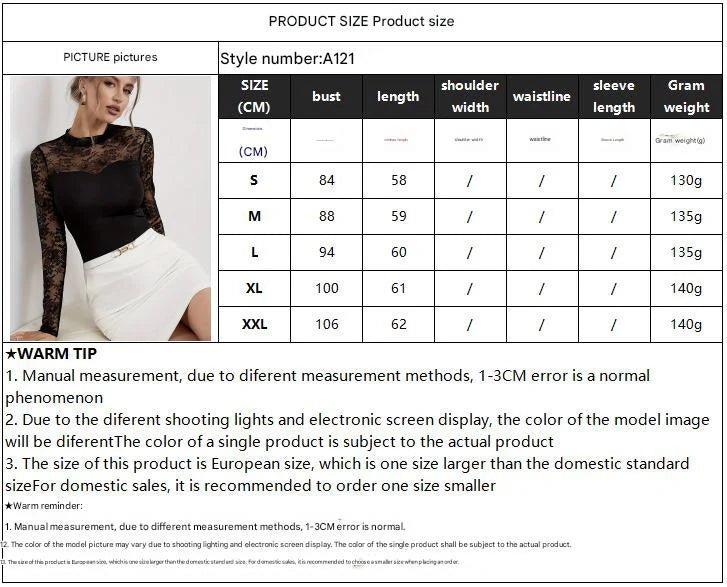 2025 new elegant lace splicing long - sleeved outer wear small stand - up collar slim T-shirt top women - Negative Apparel
