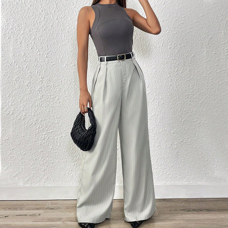 2025 new European and American style loose temperament straight wide - leg trousers women - Negative Apparel