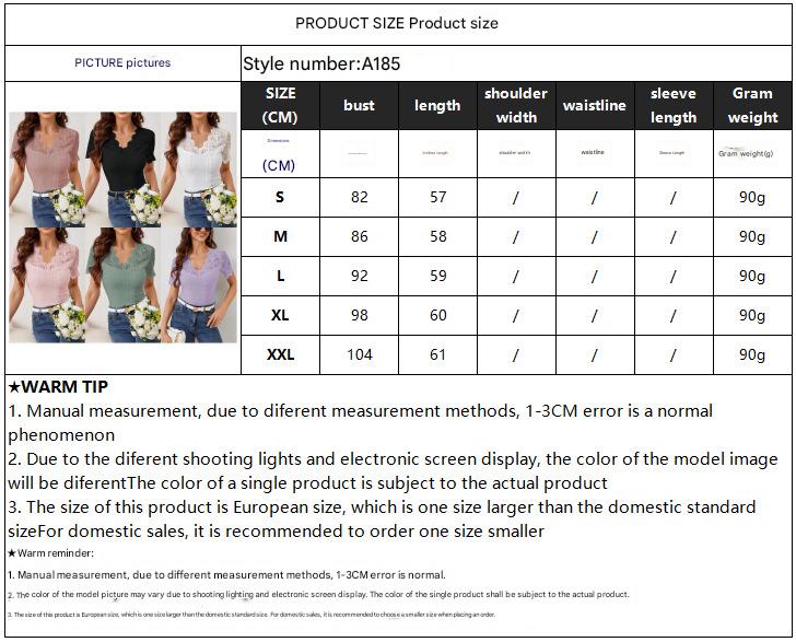 2025 new fan - shaped front and back V - neck lace stitching slim fit T-shirt short - sleeved tops for women - Negative Apparel