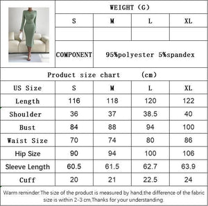2025 new round neck slim bodycon mid - length dress long - sleeved dress - Negative Apparel