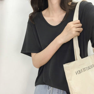 2025 short - sleeved women's T-shirt ins stylish v - neck tops for women new summer online celebrity slim top - Negative Apparel