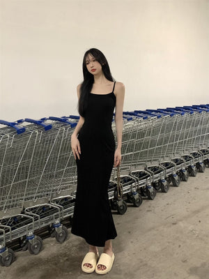 2025 Sleeveless Waisted Backless Suspender Dress - Negative Apparel