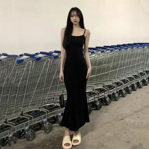 2025 Sleeveless Waisted Backless Suspender Dress - Negative Apparel