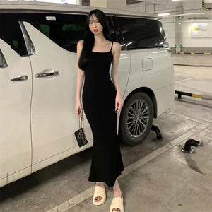 2025 Sleeveless Waisted Backless Suspender Dress - Negative Apparel