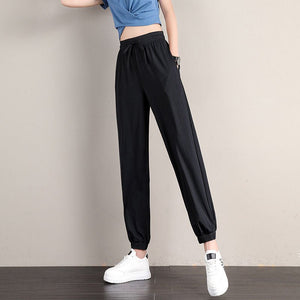 2025 sports pants women's loose leggings summer thin casual sweatpants drape slim copper - ammonia silk wide - leg bloomers - Negative Apparel
