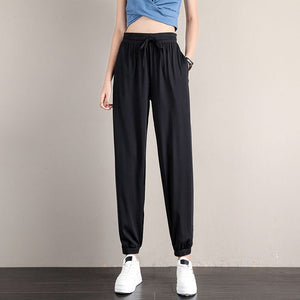 2025 sports pants women's loose leggings summer thin casual sweatpants drape slim copper - ammonia silk wide - leg bloomers - Negative Apparel