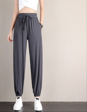 2025 sports pants women's loose leggings summer thin casual sweatpants drape slim copper - ammonia silk wide - leg bloomers - Negative Apparel