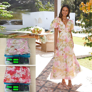 2025 spring and summer new fresh and elegant floral large swing backless design dress - Negative Apparel