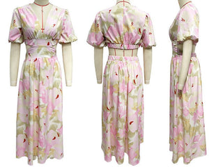 2025 spring and summer new fresh and elegant floral large swing backless design dress - Negative Apparel