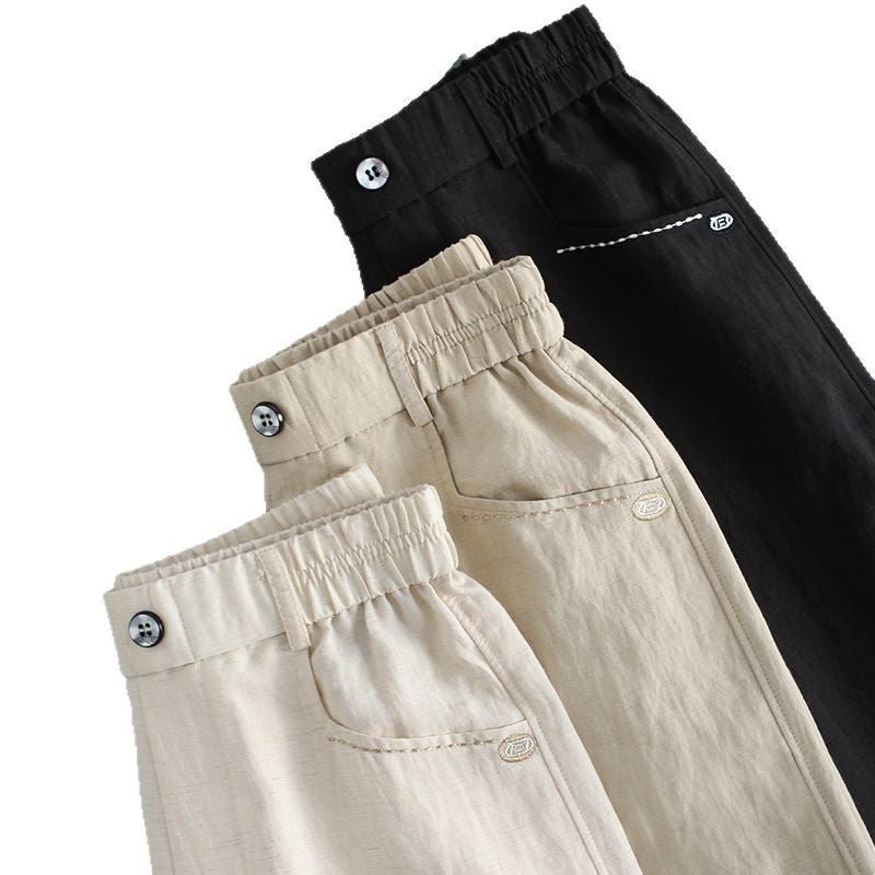 2025 spring and summer new high waist drape linen wide - leg pants women's thin casual pants Tencel linen floor - mopping trousers - Negative Apparel