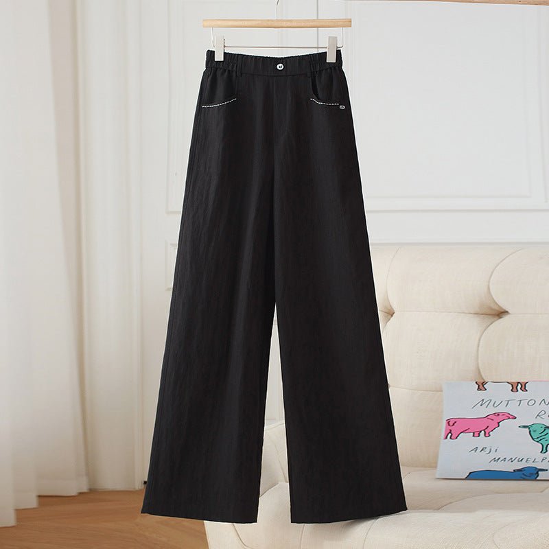 2025 spring and summer new high waist drape linen wide - leg pants women's thin casual pants Tencel linen floor - mopping trousers - Negative Apparel