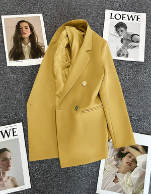 2025 spring and summer new Korean style high - end British style double - breasted suit jacket - Negative Apparel