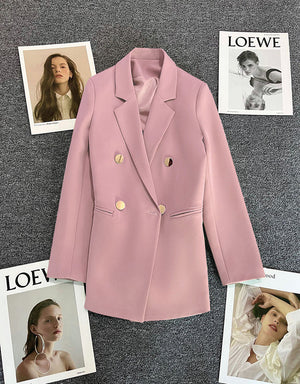 2025 spring and summer new Korean style high - end British style double - breasted suit jacket - Negative Apparel