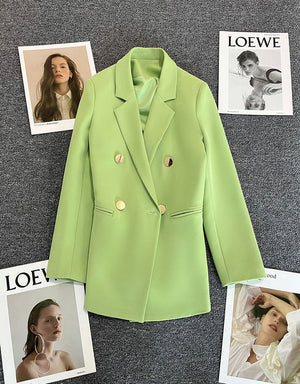 2025 spring and summer new Korean style high - end British style double - breasted suit jacket - Negative Apparel