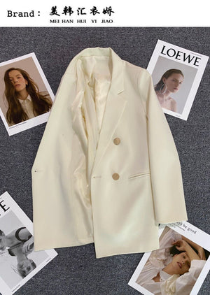 2025 spring and summer new Korean style high - end British style double - breasted suit jacket - Negative Apparel