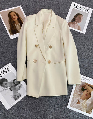 2025 spring and summer new Korean style high - end British style double - breasted suit jacket - Negative Apparel